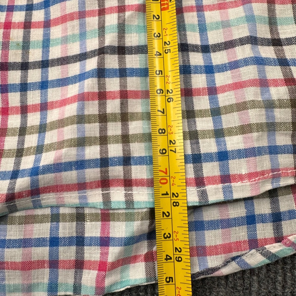 Tommy Bahama Button Down Shirt Mens Medium Linen Blend Plaid Multicolor Casual - Picture 7 of 8